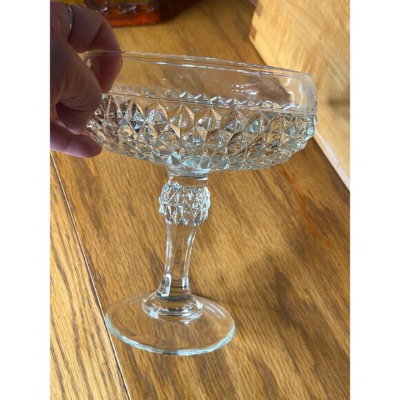 Anchor Hocking Diamond Pointe Compote/Trinket/Candy Dish 7.25" tall 6" in dia. - Picture 7 of 10